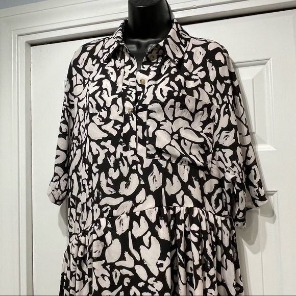 Stine Goya | Hunter Dress | Midi Medium Abstract Lined Art To Wear Black $350 - Picture 5 of 16